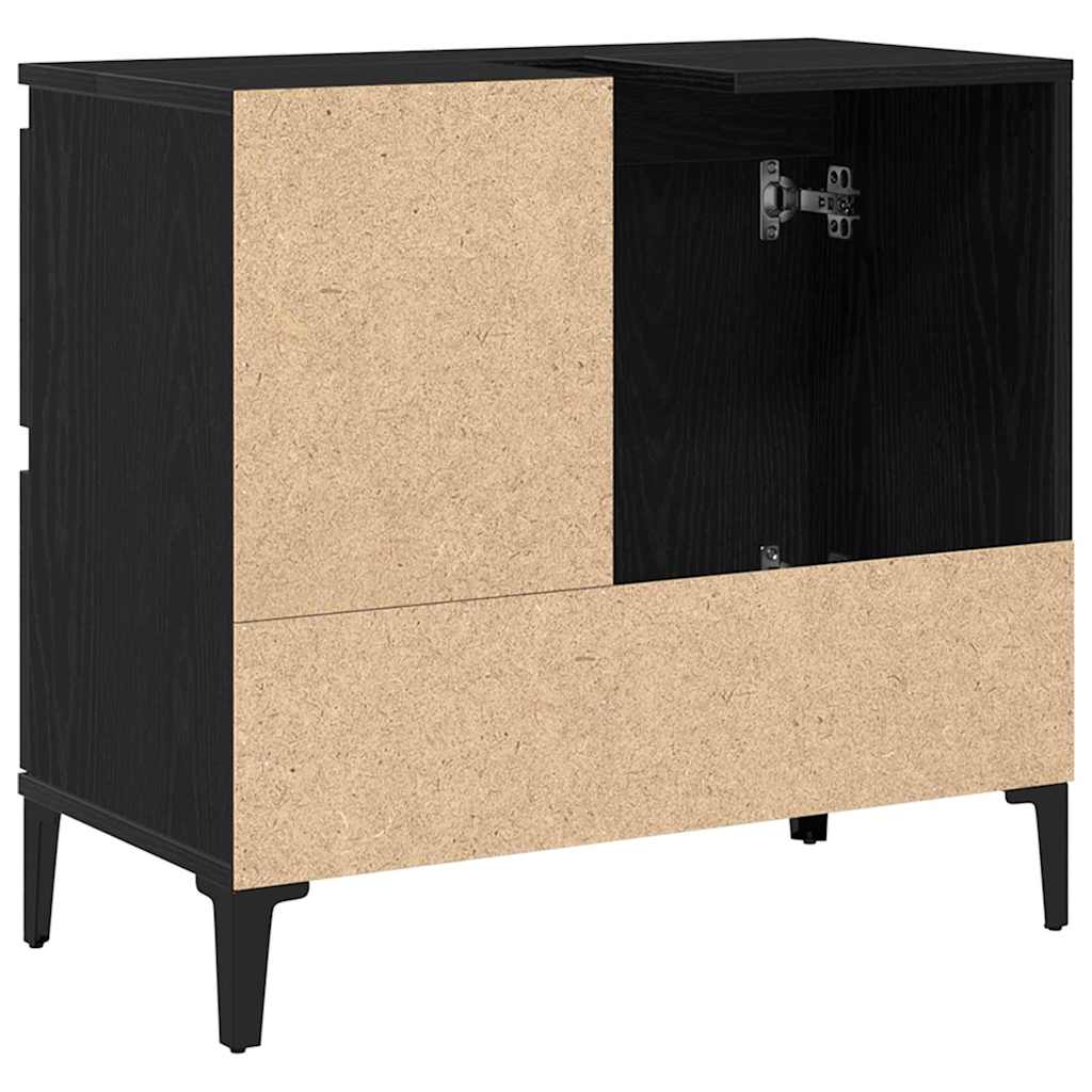 Badezimmer Schrank mit Tür Schwarz Eichen-Optik 65 x 33 x 60 cm