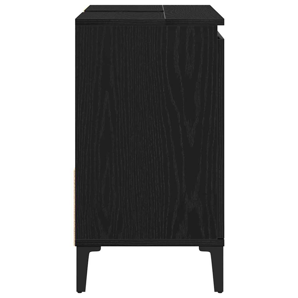 Badezimmer Schrank mit Tür Schwarz Eichen-Optik 65 x 33 x 60 cm