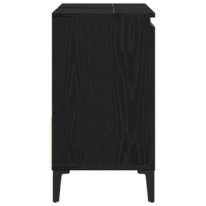 Badezimmer Schrank mit Tür Schwarz Eichen-Optik 65 x 33 x 60 cm