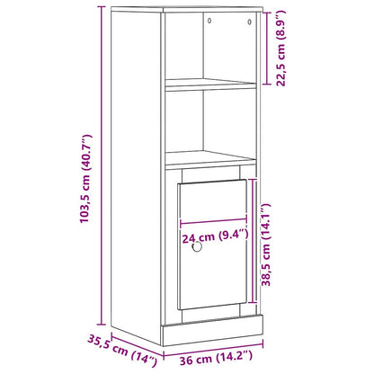 Highboard Schwarze Eiche 36 x 35,5 x 103,5 cm Holzwerkstoff