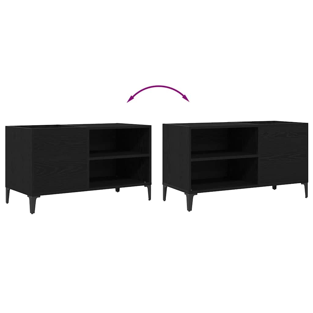 Schallplattenschrank Schwarz Eichen-Optik 84.5 x 38 x 48 cm