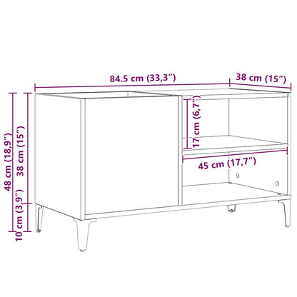 Schallplattenschrank Schwarz Eichen-Optik 84.5 x 38 x 48 cm