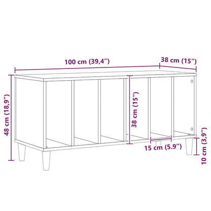 Schallplattenschrank Schwarz Eichen-Optik 100 x 38 x 48 cm