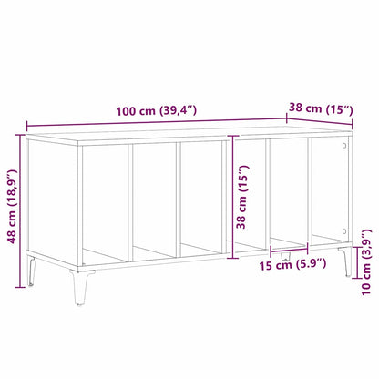 Schallplattenschrank mit Regal Schwarze Eiche 100 x 38 x 48 cm