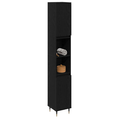 Badezimmerschrank Schwarze Eiche 30 x 30 x 190 cm Holzwerkstoff
