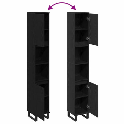 Badezimmer Schrank mit Regal Schwarze Eiche 30 x 30 x 190 cm