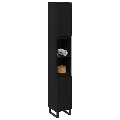 Badezimmer Schrank mit Regal Schwarze Eiche 30 x 30 x 190 cm