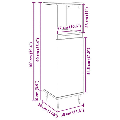 Badezimmer Schrank Schwarz Eichen-Optik 30 x 30 x 100 cm