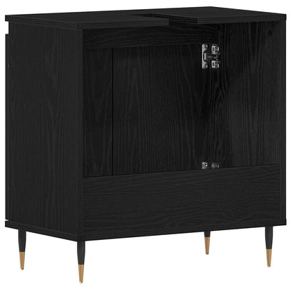 Waschbeckenunterschrank Schwarz Eichen-Optik 58 x 33 x 60 cm