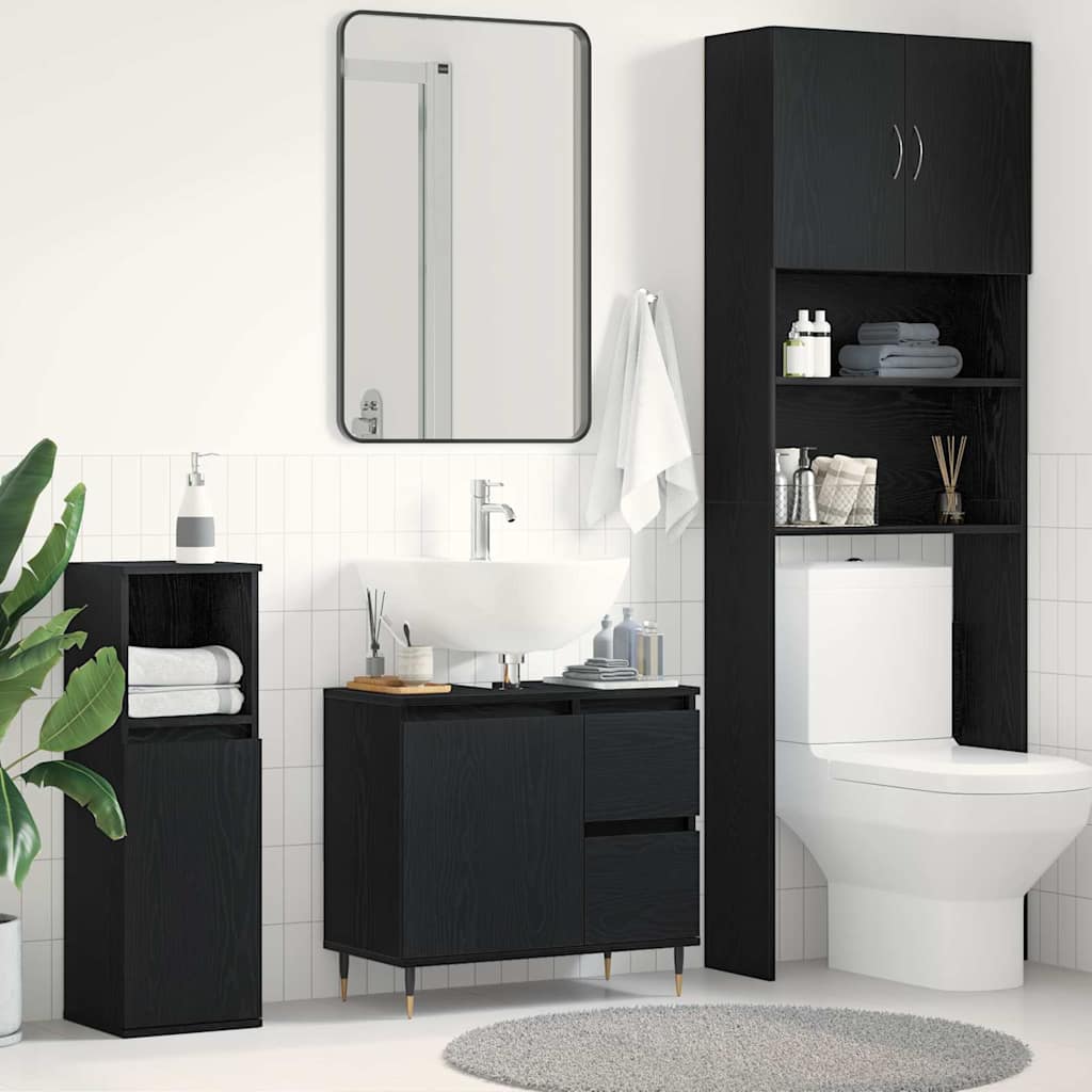 Badezimmer Schrank Schwarze Eiche 65 x 33 x 60 cm Holzwerkstoff