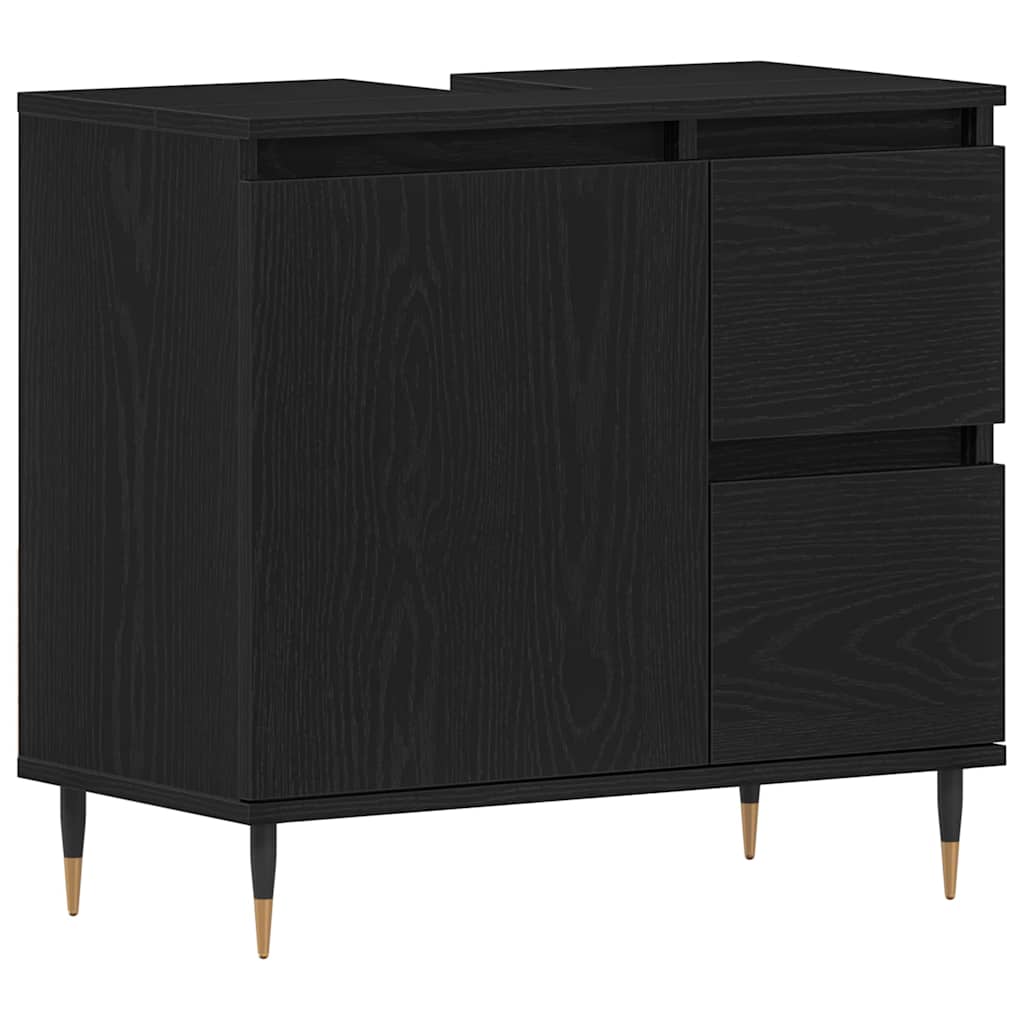 Badezimmer Schrank Schwarze Eiche 65 x 33 x 60 cm Holzwerkstoff