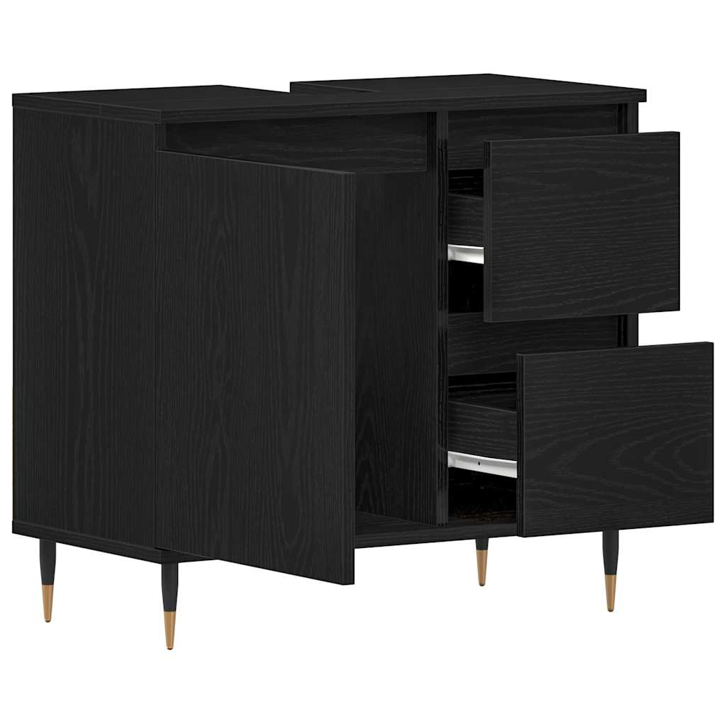 Badezimmer Schrank Schwarze Eiche 65 x 33 x 60 cm Holzwerkstoff