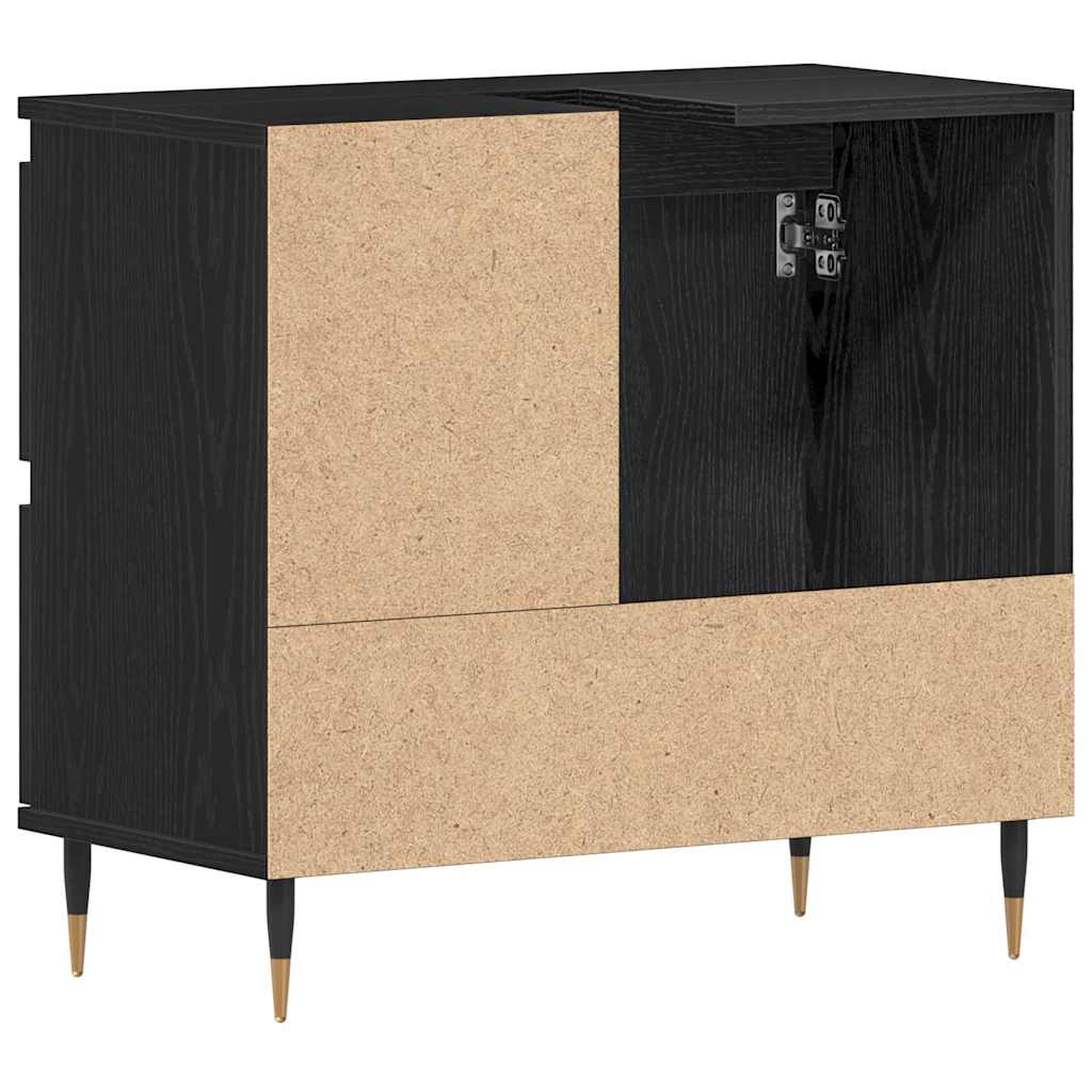 Badezimmer Schrank Schwarze Eiche 65 x 33 x 60 cm Holzwerkstoff