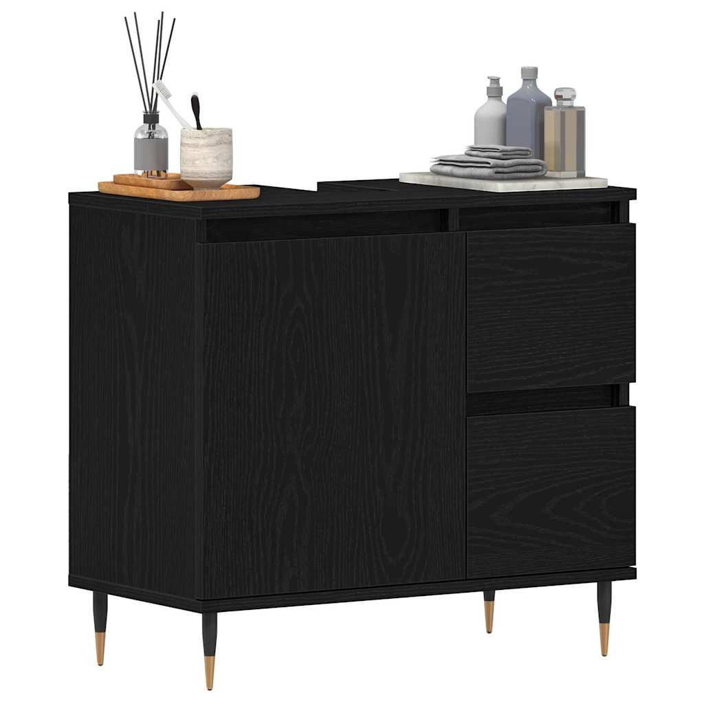 Badezimmer Schrank Schwarze Eiche 65 x 33 x 60 cm Holzwerkstoff