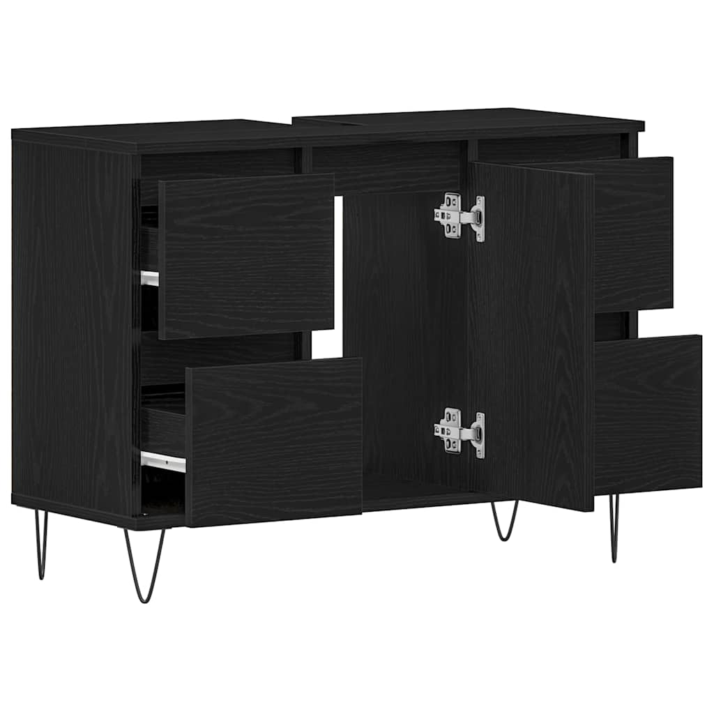 Waschbecken Schrank mit Speicher Schwarze Eiche 80 x 33 x 60 cm