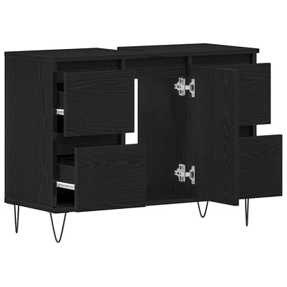 Waschbecken Schrank mit Speicher Schwarze Eiche 80 x 33 x 60 cm