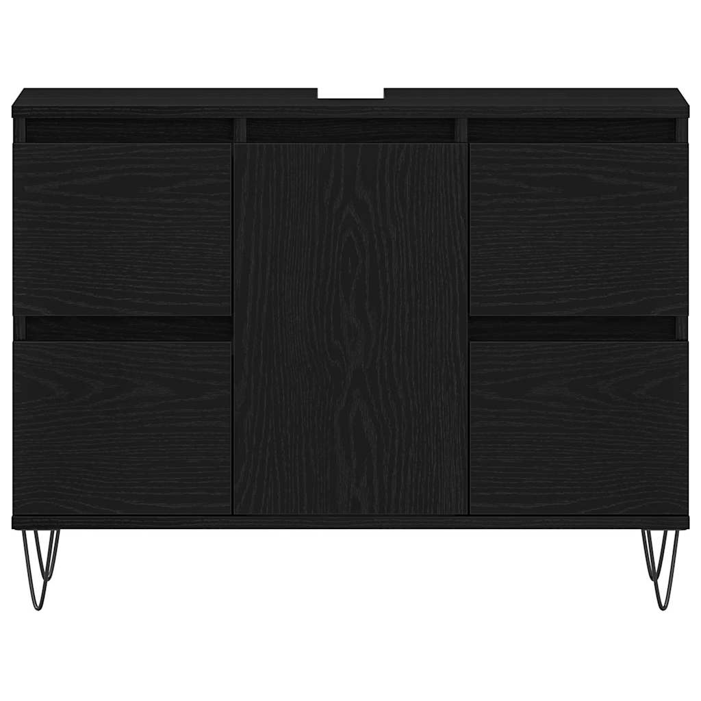 Waschbecken Schrank mit Speicher Schwarze Eiche 80 x 33 x 60 cm