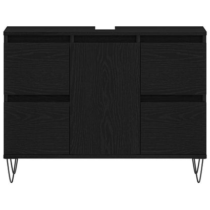 Waschbecken Schrank mit Speicher Schwarze Eiche 80 x 33 x 60 cm