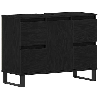 Badezimmer Schrank Schwarze Eiche 80 x 33 x 60 cm Holzwerkstoff