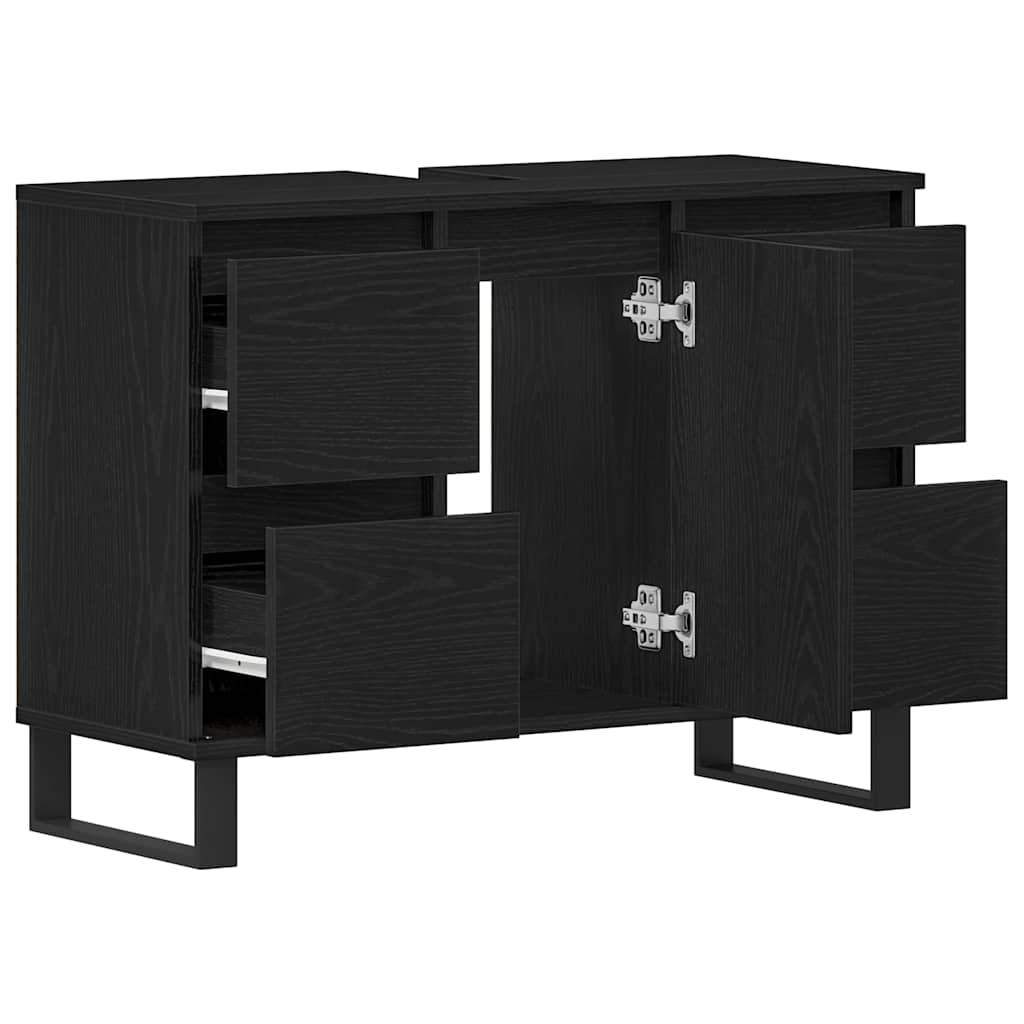 Badezimmer Schrank Schwarze Eiche 80 x 33 x 60 cm Holzwerkstoff