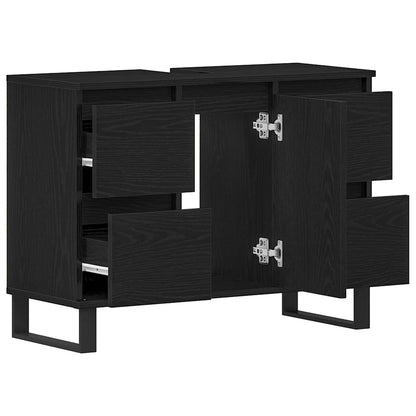 Badezimmer Schrank Schwarze Eiche 80 x 33 x 60 cm Holzwerkstoff