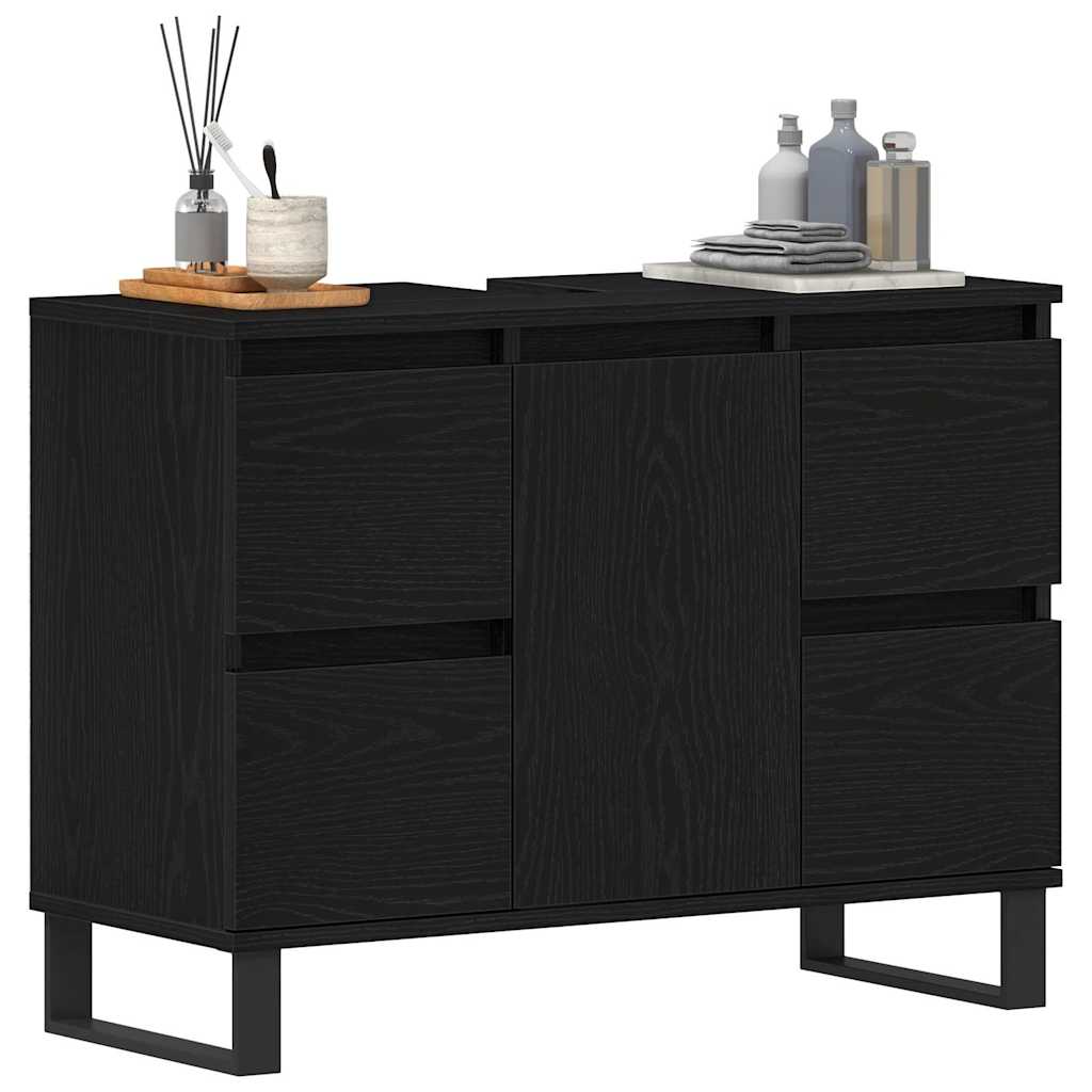 Badezimmer Schrank Schwarze Eiche 80 x 33 x 60 cm Holzwerkstoff
