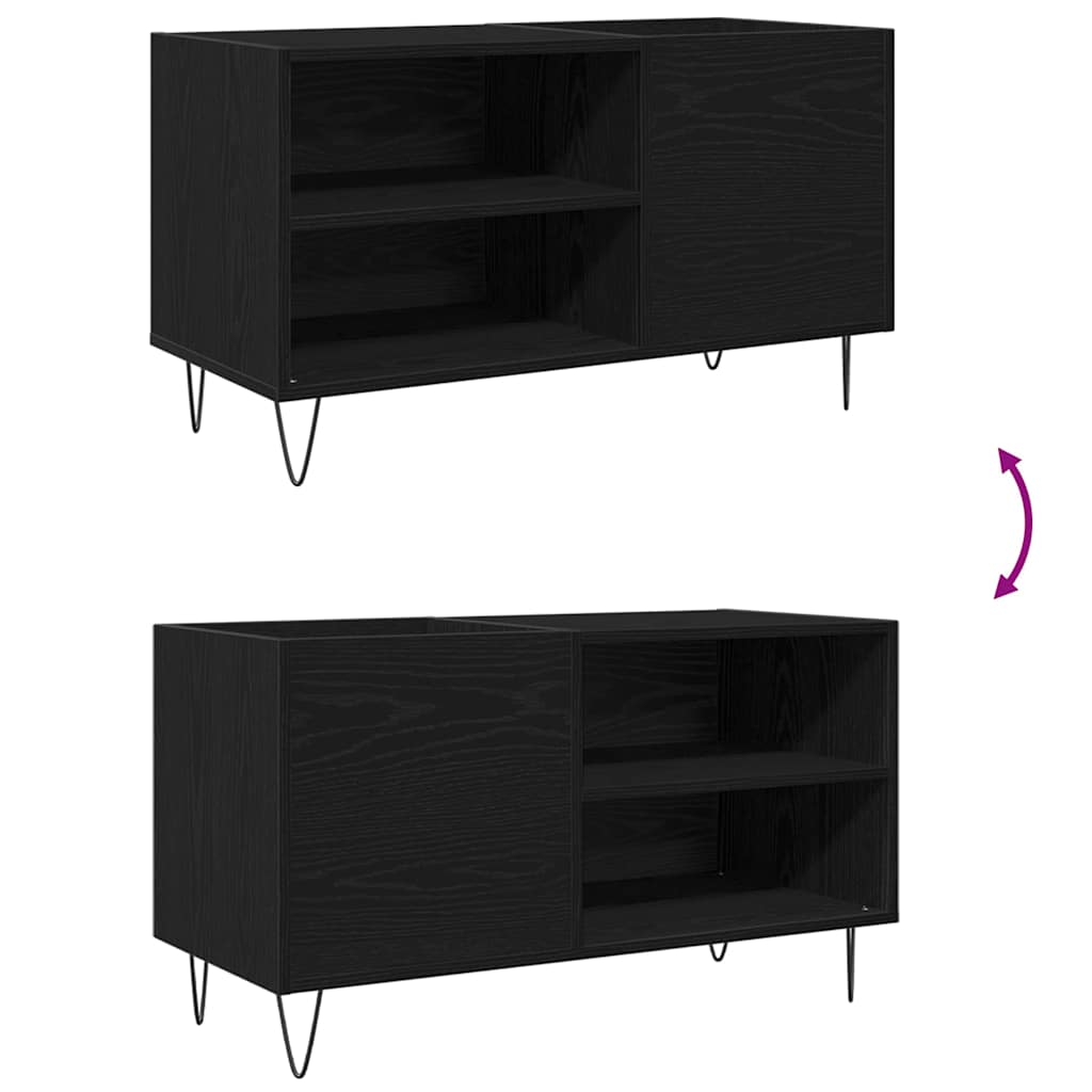 Schallplattenschrank mit Regal Schwarze Eiche 85 x 38 x 48 cm