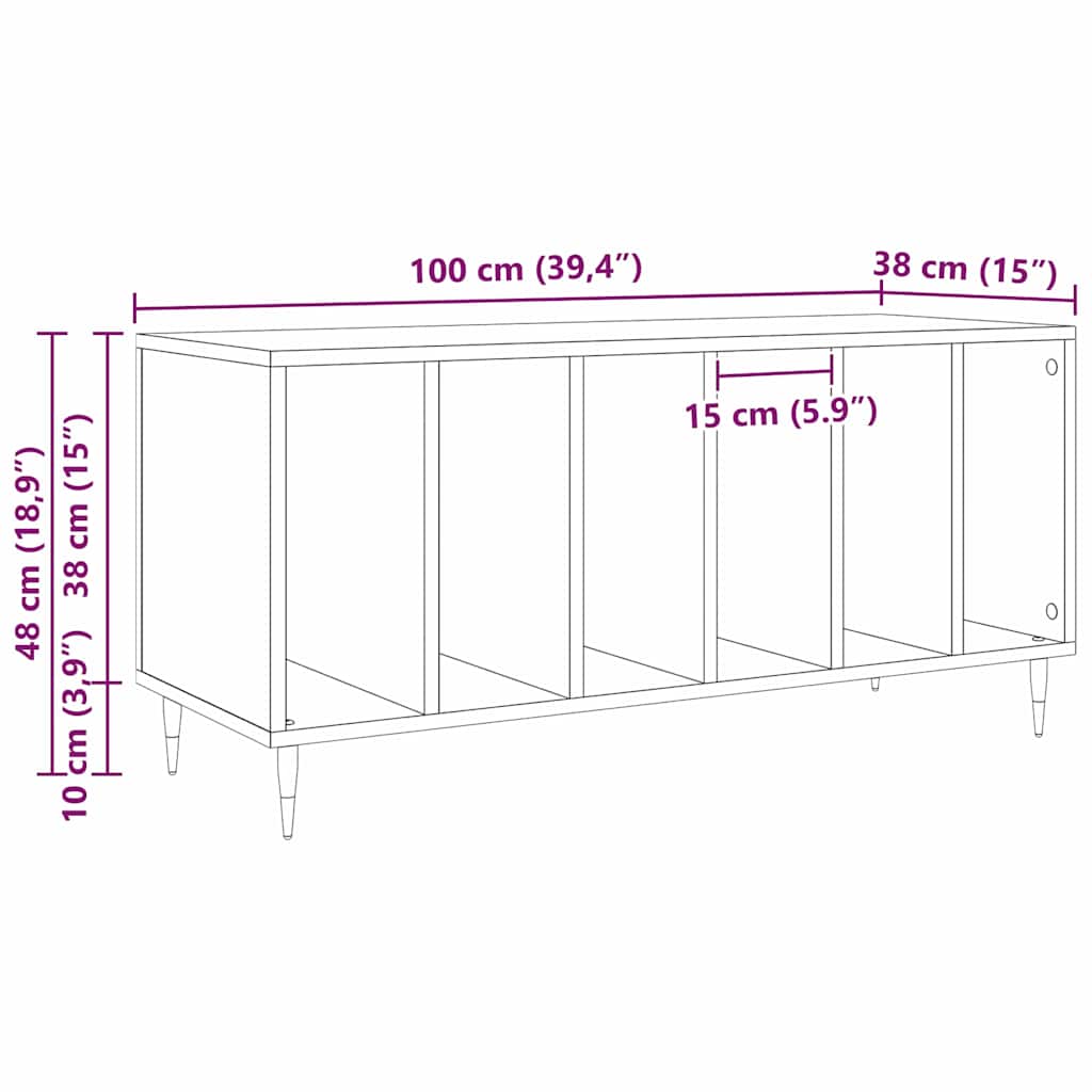 Schallplattenschrank Altholz 100 x 38 x 48 cm Holzwerkstoff