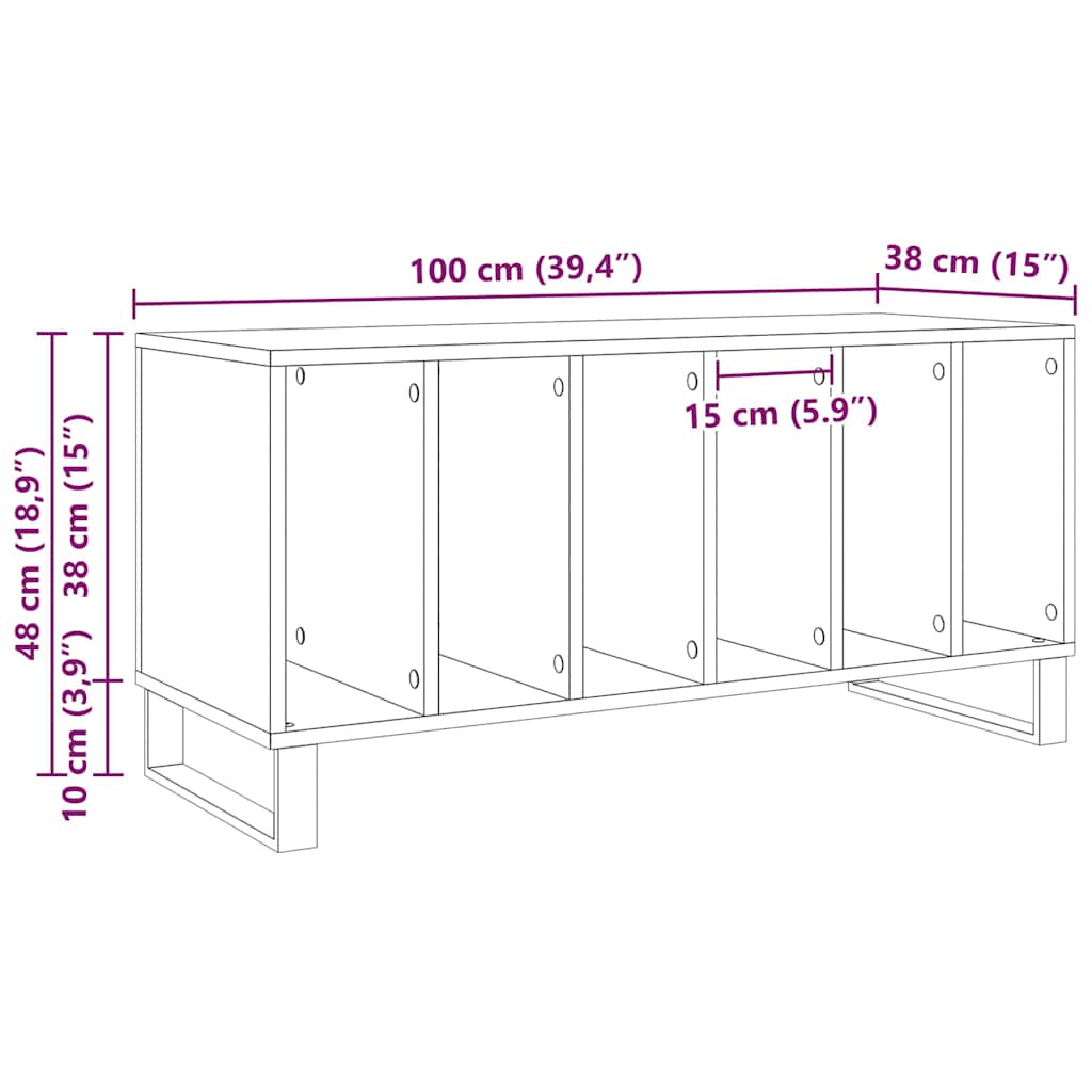 Schallplattenschrank Altholz 100 x 38 x 48 cm Holzwerkstoff