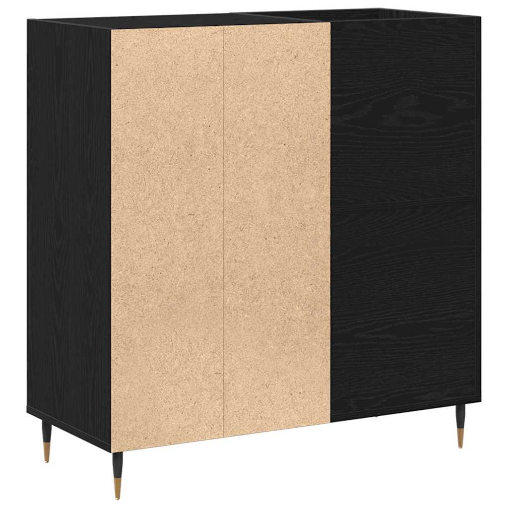 Schallplattenschrank mit Regal Schwarze Eiche 85 x 38 x 89 cm