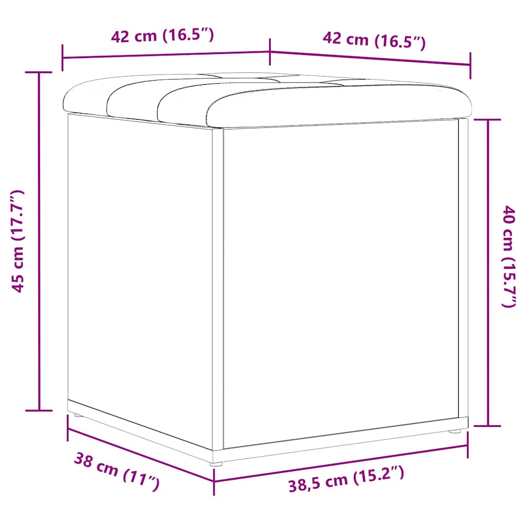 Aufbewahrungsbank mit Tür Schwarz Eichen-Optik 42 x 42 x 45 cm