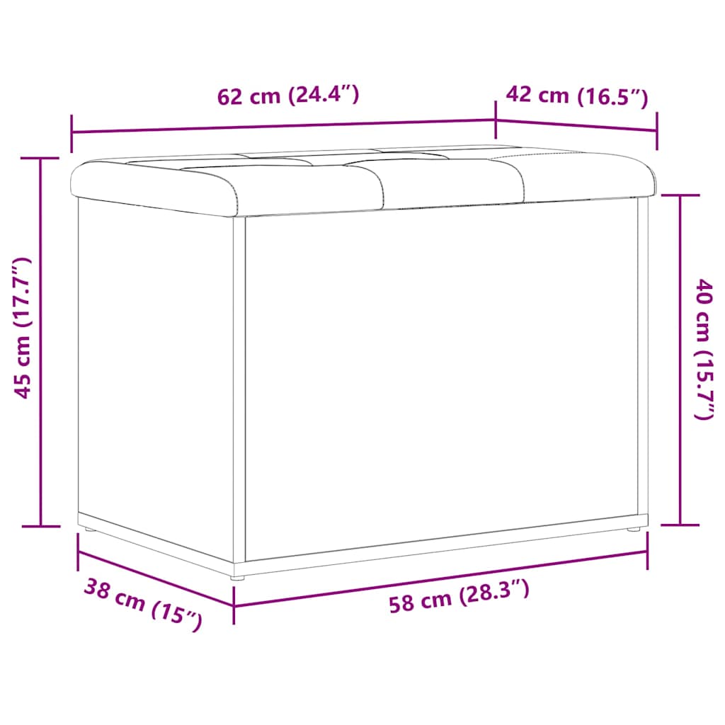 Aufbewahrungsbank mit Tür Schwarz Eichen-Optik 62 x 42 x 45 cm