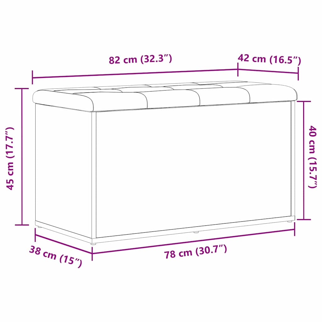 Aufbewahrungsbank mit Tür Schwarz Eichen-Optik 82 x 42 x 45 cm