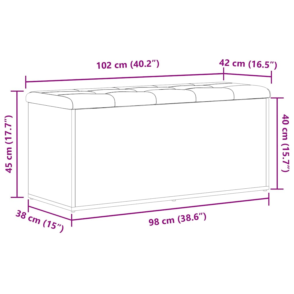 Aufbewahrungsbank mit Tür Schwarz Eichen-Optik 102 x 42 x 45 cm