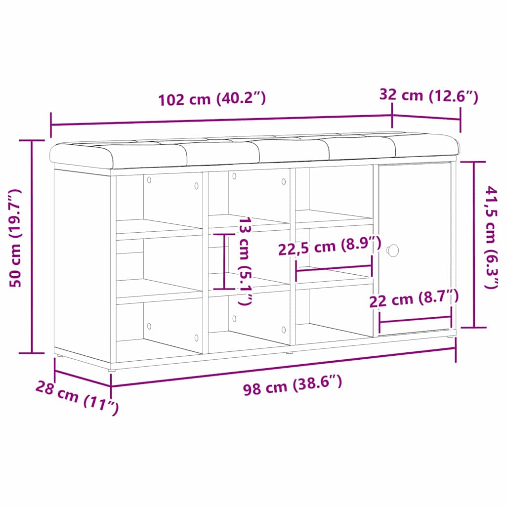 Schuhbank mit Schubladen Schwarz 100 x 30 x 48 cm Holzwerkstoff