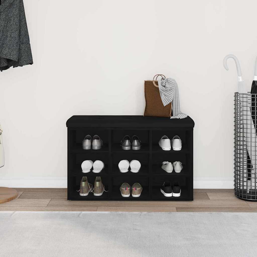 Schuhbank mit Speicher Schwarz 80 x 30 x 48 cm Holzwerkstoff