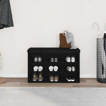 Schuhbank mit Speicher Schwarz 80 x 30 x 48 cm Holzwerkstoff