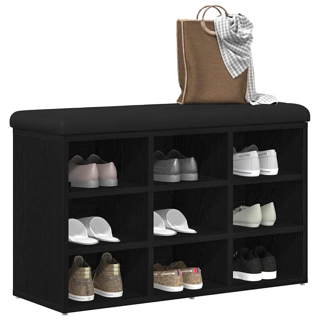 Schuhbank mit Speicher Schwarz 80 x 30 x 48 cm Holzwerkstoff