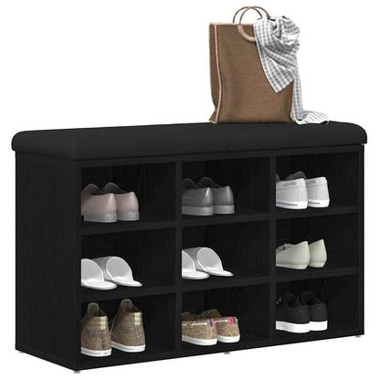 Schuhbank mit Speicher Schwarz 80 x 30 x 48 cm Holzwerkstoff