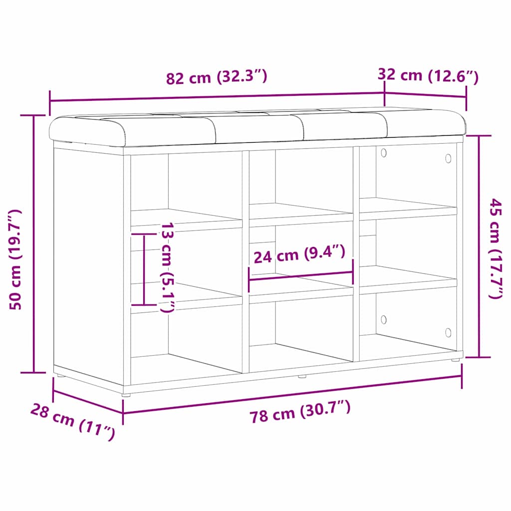 Schuhbank mit Speicher Schwarz 80 x 30 x 48 cm Holzwerkstoff
