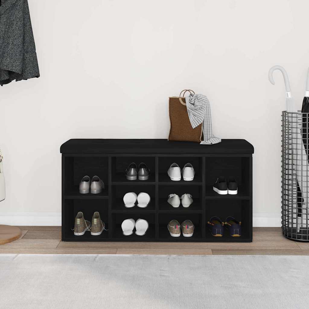 Schuhbank mit Speicher Schwarz 100 x 30 x 48 cm Holzwerkstoff