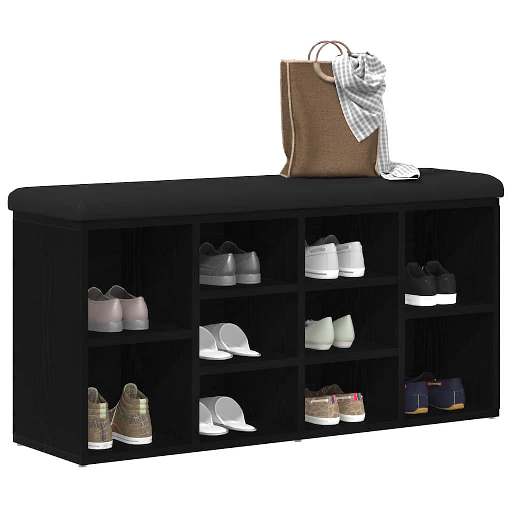 Schuhbank mit Speicher Schwarz 100 x 30 x 48 cm Holzwerkstoff