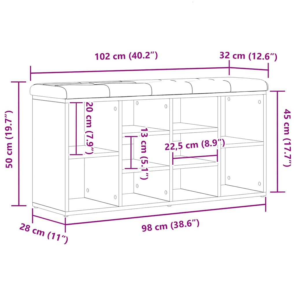 Schuhbank mit Speicher Schwarz 100 x 30 x 48 cm Holzwerkstoff