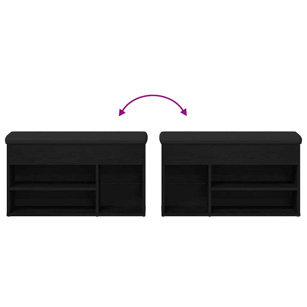 Schuhbank mit Speicher Schwarz 80 x 30 x 45 cm Holzwerkstoff