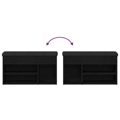 Schuhbank mit Speicher Schwarz 80 x 30 x 45 cm Holzwerkstoff