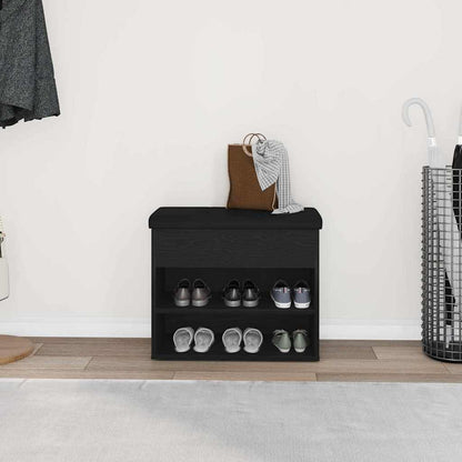 Schuhbank mit Speicher Schwarz 60 x 30 x 48 cm Holzwerkstoff