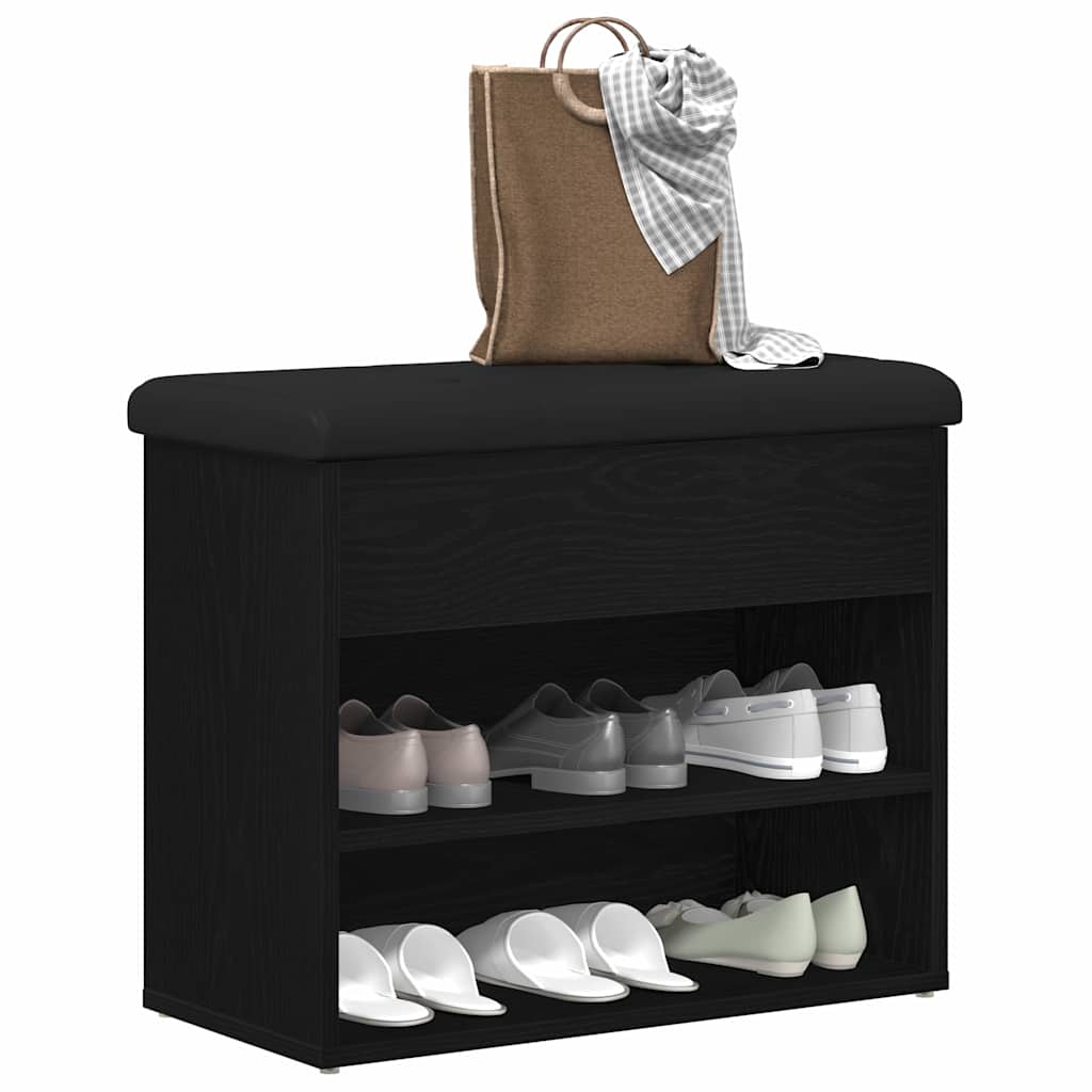 Schuhbank mit Speicher Schwarz 60 x 30 x 48 cm Holzwerkstoff