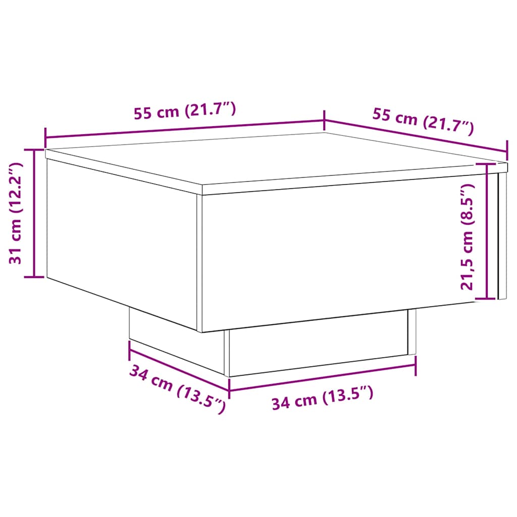 Couchtisch Artisan-Eiche 55 x 55 x 31 cm Holzwerkstoff