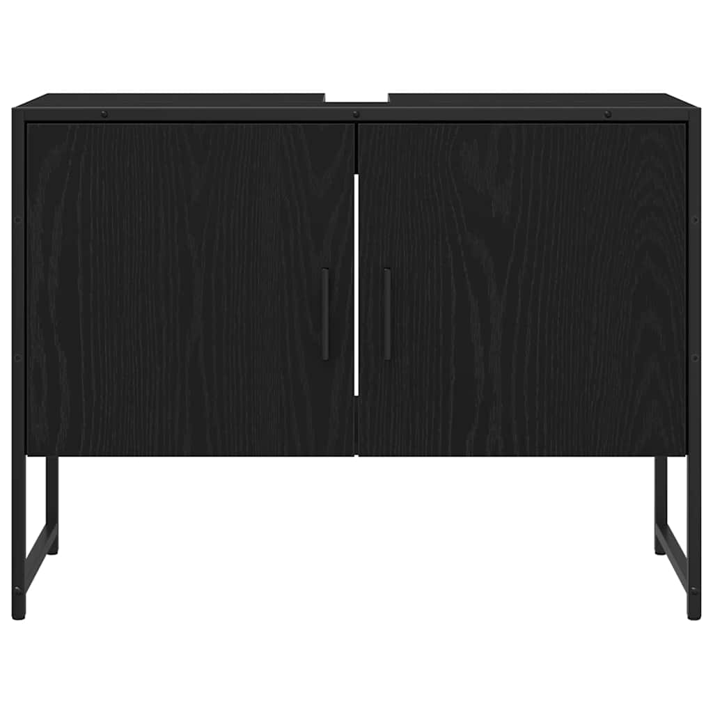 Waschbeckenunterschrank Schwarz Eichen-Optik 80 x 30 x 60 cm