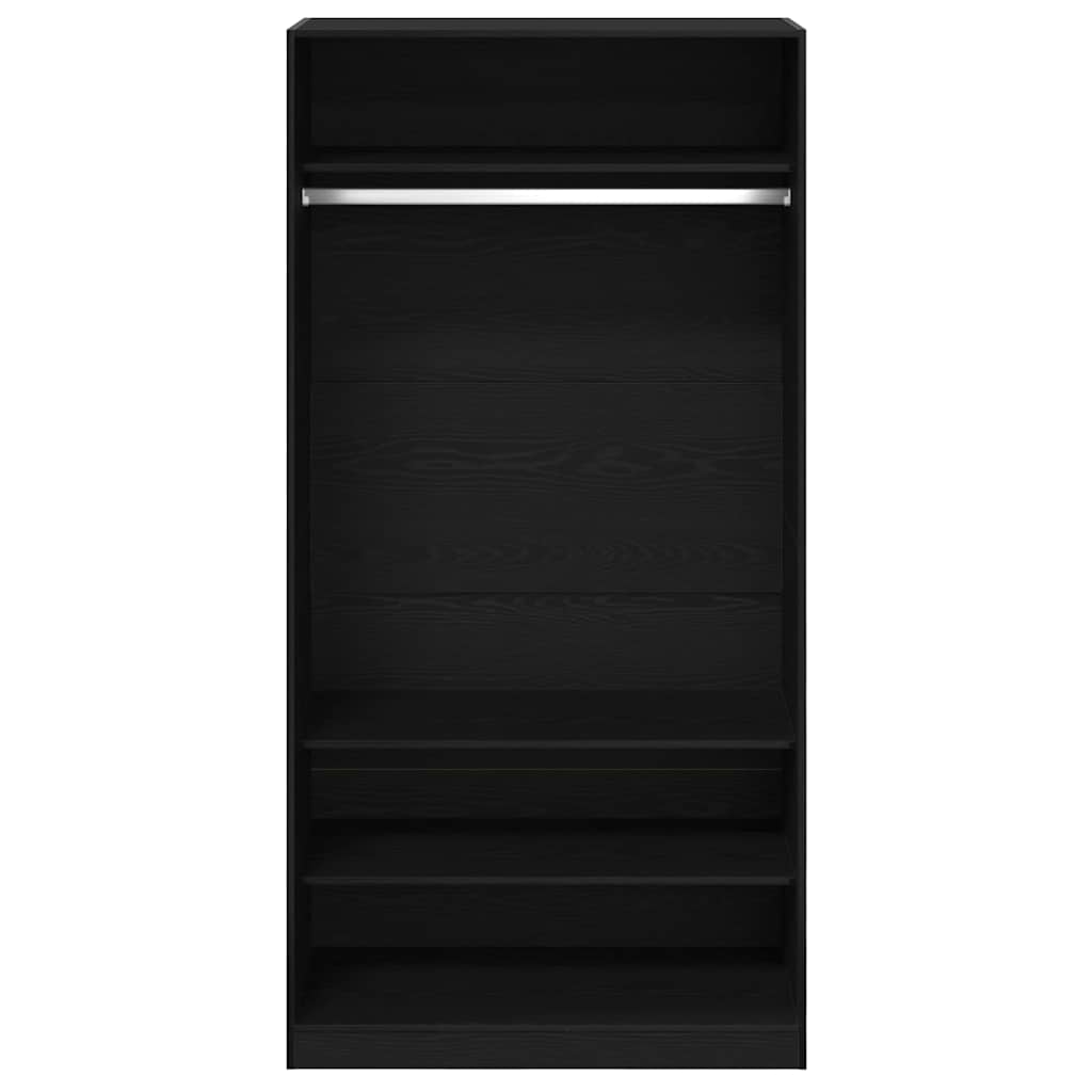 Kleiderschrank mit Regal Schwarz Eichen-Optik 100 x 50 x 200 cm